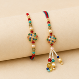 Bhaiya Bhabhi Beaded Floral Rakhi